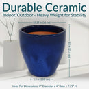 Sunnydaze Resort Glazed Ceramic Planter with Drainage Holes - Set of 2