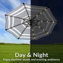 Sunnydaze 9' Solar LED Outdoor Patio Umbrella with Tilt and Crank