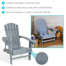 Infographic of gray coastal bliss wooden Adirondack chair.