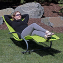 Sunnydaze Outdoor Patio Rocking Wave Lounger with Pillow - Green