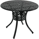 Sunnydaze Black Cast Aluminum Round Dining Table, 33-Inch