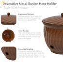 Sunnydaze Metal Garden Hose Holder Pot with Lid