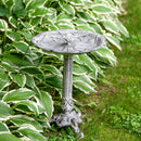 Sunnydaze Bird and Blossom Metal Bird Bath - Antique Gray - 13"