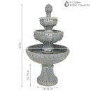 Sunnydaze Lion Head 3-Tier Outdoor Water Fountain with Electric Pump