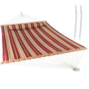 Sunnydaze 2 Person Quilted Fabric Hammock with Spreader Bars, Red Stripe