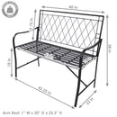 Sunnydaze Argyle Diamond Iron Outdoor Patio Bench - Black