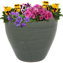Sunnydaze Round Glazed Ceramic Planter with Drainage