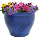 Sunnydaze Round Glazed Ceramic Planter with Drainage