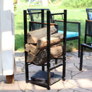 Sunnydaze Outdoor Firewood Storage Rack with Tool Holders