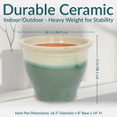 Sunnydaze Round Glazed Ceramic Planter with Drainage