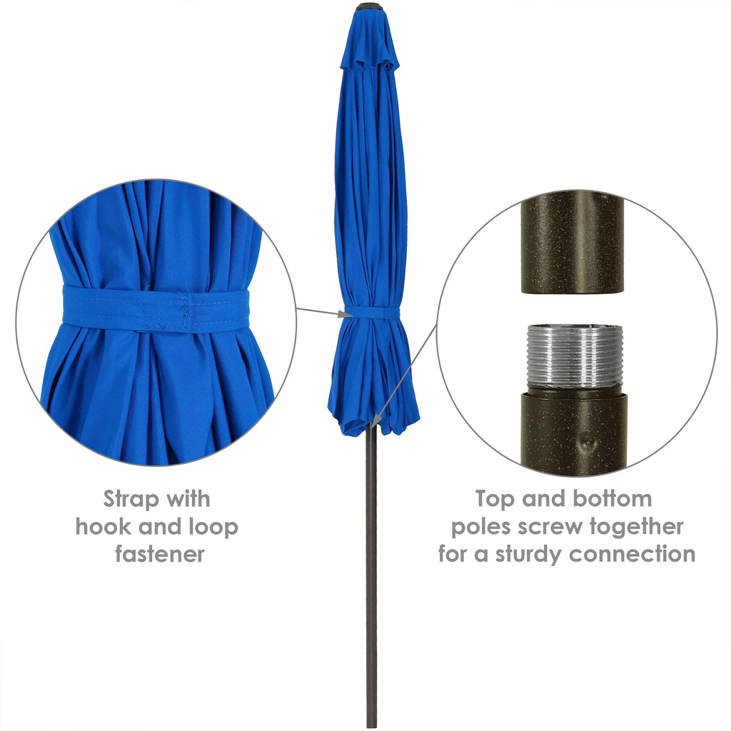 fully automatic 9-foot patio umbrella with sunbrella fabric Sunnydaze 9' Aluminum Sunbrella Umbrella with Auto Tilt and Crank