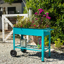 Sunnydaze Galvanized Steel Mobile Raised Garden Bed Cart