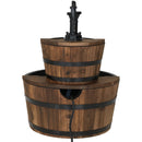 Sunnydaze Country Wood Barrel Water Fountain