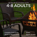 Sunnydaze 32" Northern Galaxy Square Outdoor Fire Pit with Cooking Grate & Spark Screen