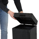 Sunnydaze Wicker Outdoor Trash Cans with Lids - Set of 2 - 26 Gal. and 15 Gal.