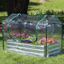 Sunnydaze Steel Raised Garden Bed and Mini Greenhouse Kit - Clear