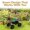 Sunnydaze Rolling Garden Cart with Swivel Seat, Handle, and Basket