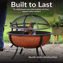 Sunnydaze Copper Raised Outdoor Fire Pit Bowl with Spark Screen - 32"