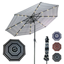 Sunnydaze Solar LED Lighted 9-Foot Aluminum Umbrella with Tilt & Crank