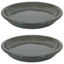 Sunnydaze Set of 2 Glazed Ceramic Planter Saucer