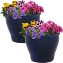 Sunnydaze Glazed Ceramic Planter with Drainage Holes - Set of 2