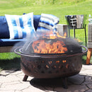 Sunnydaze Crossweave Wood-Burning Fire Pit with Spark Screen and Poker
