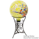 Yellow swirl gazing globe siting a scroll design gazing globe stand (not included).