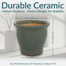 Sunnydaze Studio Glazed Ceramic Planter with Drainage Holes - Set of 2