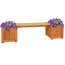 Sunnydaze Meranti Wood Outdoor Planter Box Bench with Teak Oil Finish - 68"