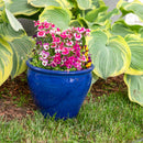 Sunnydaze Glazed Ceramic Planter with Drainage Holes - Set of 2