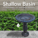 Sunnydaze Façade du Soleil Reinforced Concrete Bird Bath - 26"