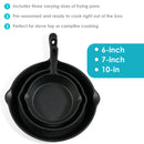 Sunnydaze Pre-Seasoned 3-Piece Cast Iron Skillet Fry Pan Set