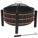 Sunnydaze Steel Wood-Burning Outdoor Fire Pit with Trapezoid Pattern and Cover - 24.5"