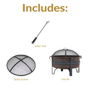 Sunnydaze 29" Cauldron Outdoor Wood-Burning Fire Pit with Spark Screen