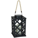 Sunnydaze Modern Crosshatch Outdoor Solar LED Decorative Candle Lantern - 9-Inch