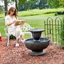 Sunnydaze Streaming Falls 2-Tier Outdoor Water Fountain - 25-Inch - Brown