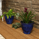 Sunnydaze Glazed Ceramic Planter with Drainage Holes - Set of 2