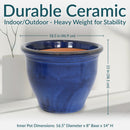 Sunnydaze Studio Glazed Ceramic Planter with Drainage