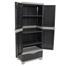 Sunnydaze 3-Shelf Plastic Lockable Storage Cabinet - Gray - 57.5"