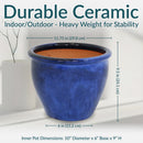 Sunnydaze Chalet Glazed Ceramic Planter with Drainage Holes - Set of 2
