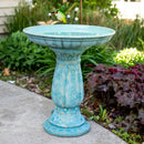 Sunnydaze Avignon Outdoor Ceramic Bird Bath - Blue Lava Finish - 18.75" H