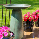 Sunnydaze Gleeful Garden Metal Outdoor Bird Bath - UV-Resistant Finish