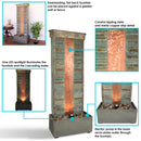 Sunnydaze Rippled Slate Water Fountain with LED Lights - 48"