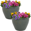 Sunnydaze Glazed Ceramic Planter with Drainage Holes - Set of 2