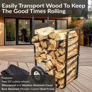 Sunnydaze Heavy-Duty Firewood Log Cart with Wheels
