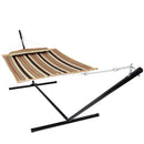 Sunnydaze 2 Person Freestanding Quilted Fabric Spreader Bar Hammock - 12 or 15 Foot Stand - Sandy Beach