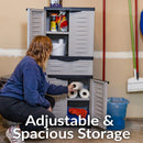 Sunnydaze Plastic Garage Storage Cabinet with 2 Adjustable Shelves