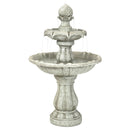 Sunnydaze Two Tier Solar Outdoor Water Fountain - White Earth - 35 Inch Tall