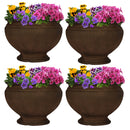 Sunnydaze Elizabeth Ribbed Outdoor Garden Planter Urn - Rust - 15"