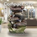 Sunnydaze 5-Step Rock Falls Tabletop Water Fountain with LED Lights - 14"